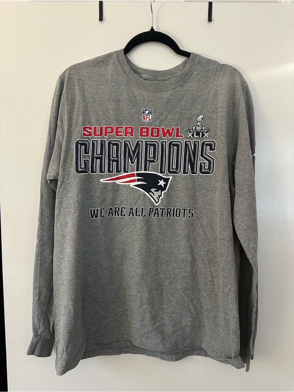 Nike Gray 'Super Bowl Champions' Long Sleeve Patriots Tee